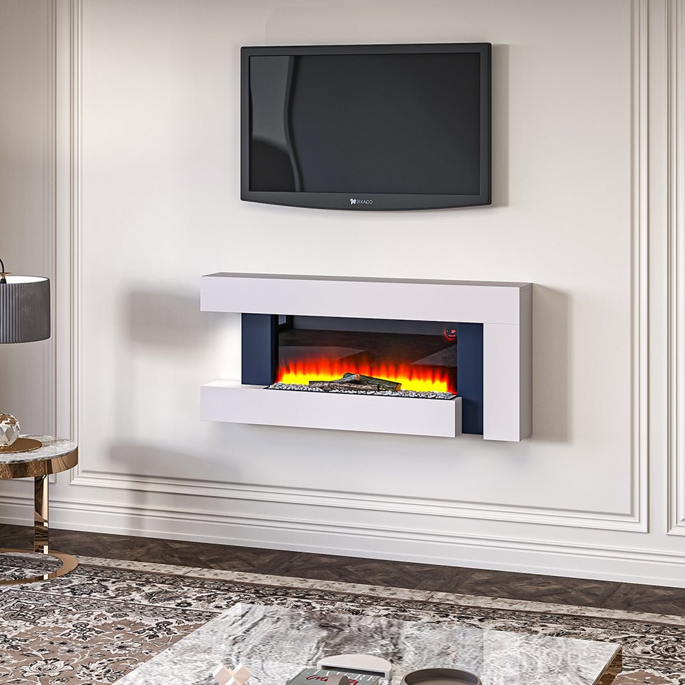 50 Inch 2000W Electric Fireplace Oddly unique L Shaped Wall Mounted Fireplaces - House Comfort