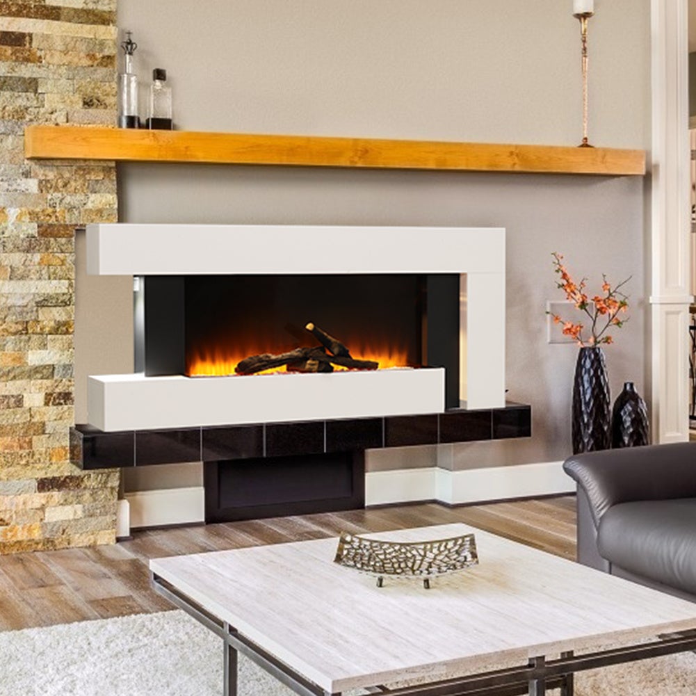 50 Inch 2000W Electric Fireplace Oddly unique L Shaped Wall Mounted Fireplaces - House Comfort