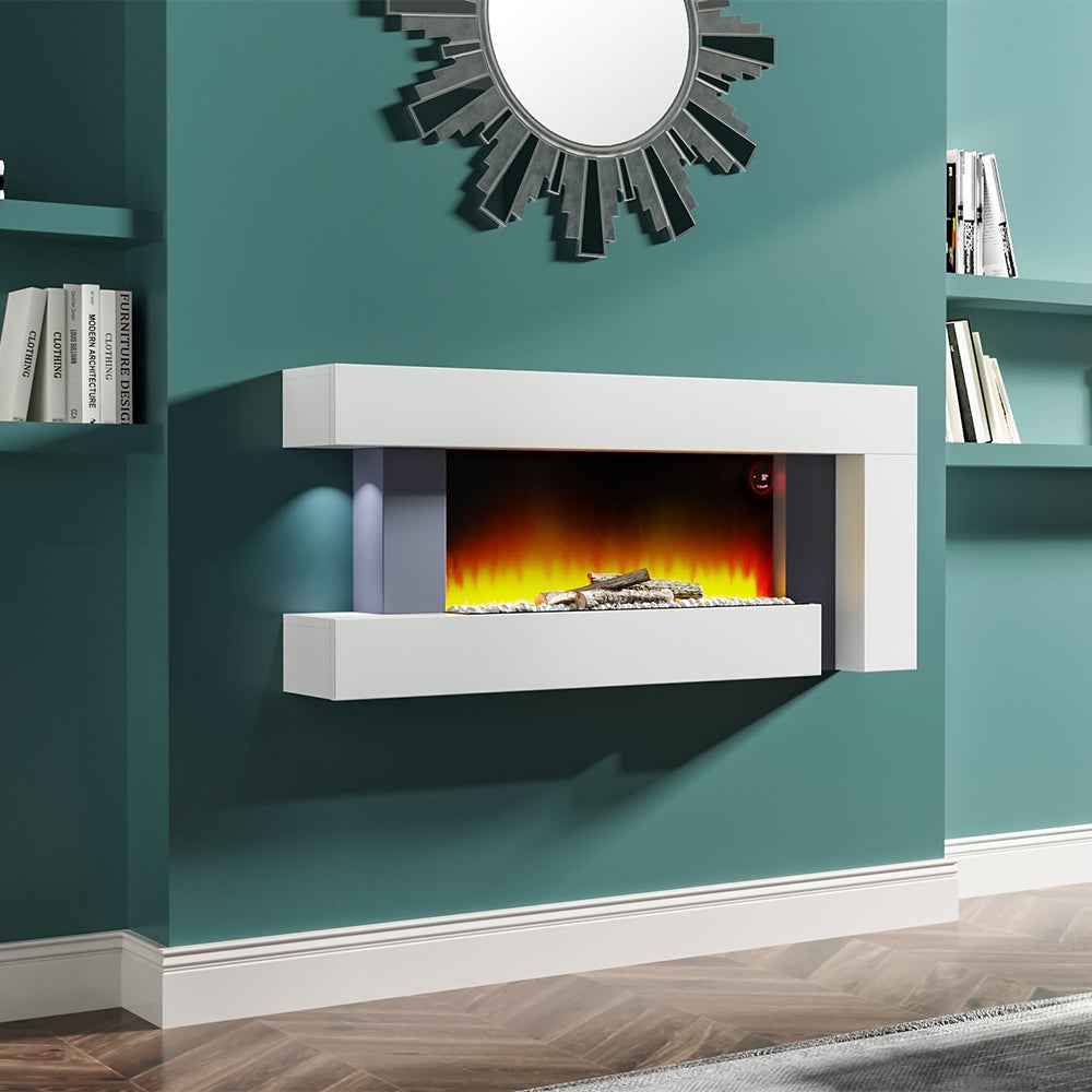 50 Inch 2000W Electric Fireplace Oddly unique L Shaped Wall Mounted Fireplaces - House Comfort