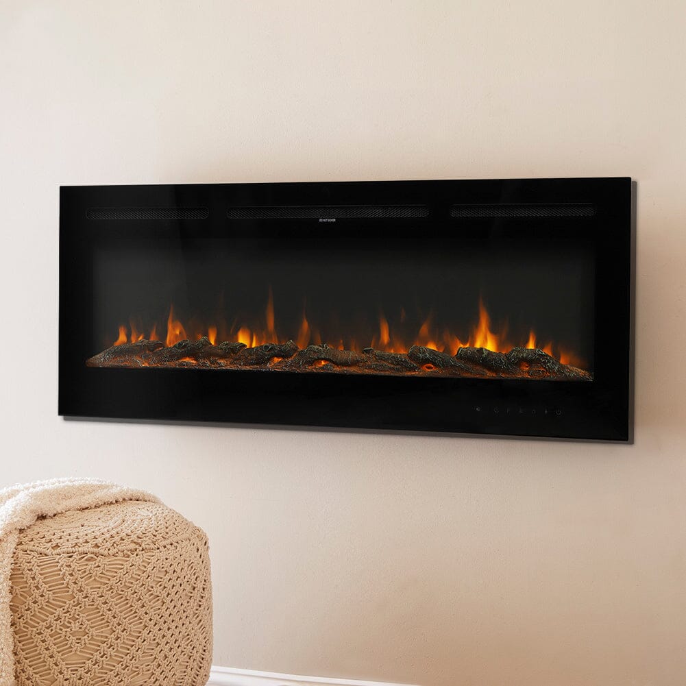 50 Inch Wall Mounted Electric Fireplace Insert Heater 9 Flame Colours 1800W - House Comfort