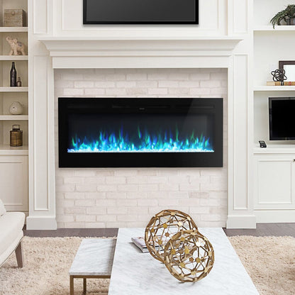 50 Inch Wall Mounted Electric Fireplace Insert Heater 9 Flame Colours 1800W - House Comfort
