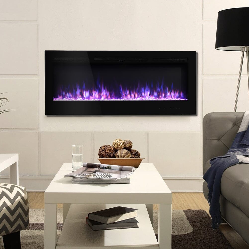 50 Inch Wall Mounted Electric Fireplace Insert Heater 9 Flame Colours 1800W - House Comfort