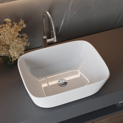 50.5cm W Bathroom White Square Countertop Sink - House Comfort