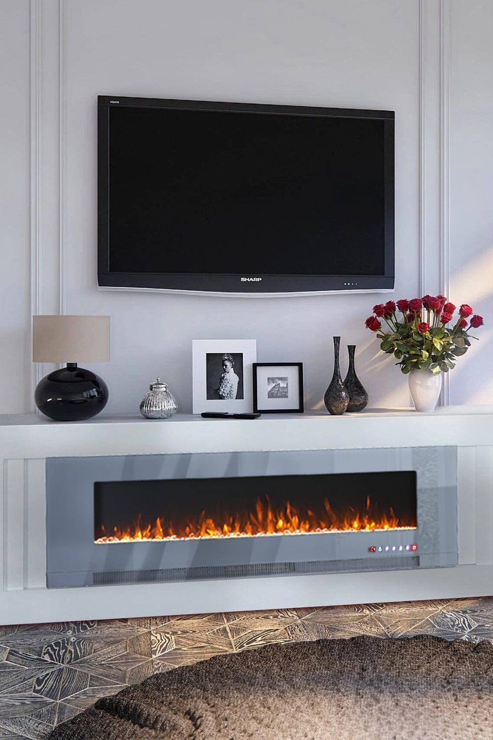 50/60 inch Electric Fireplace 5000 BTU Wall Mounted Fireplaces Heater - House Comfort