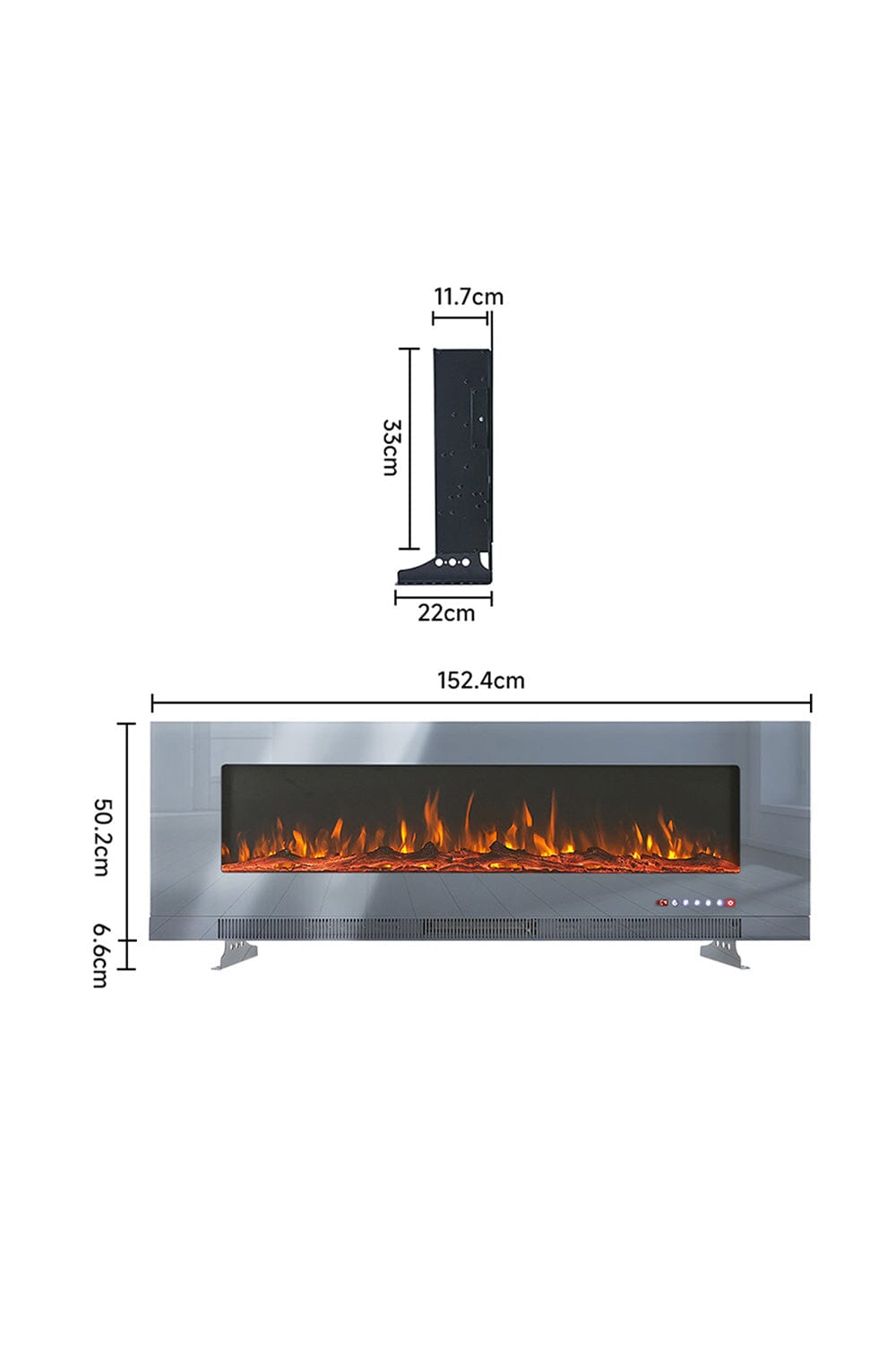 50/60 inch Electric Fireplace 5000 BTU Wall Mounted Fireplaces Heater - House Comfort