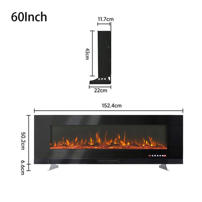 50/60 inch Wall Mounted Electric Fireplaces 5000BTU Inset Fireplace Heater - House Comfort