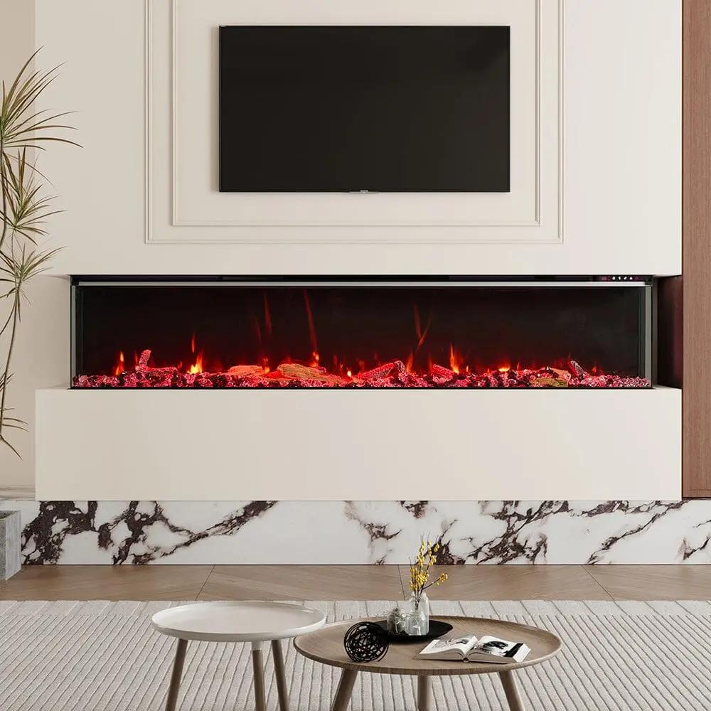 50/60/70/80inch 3 - sided Electric Fireplace with Adjustable Color, Temperature and Timing, Controlled by APP - House Comfort