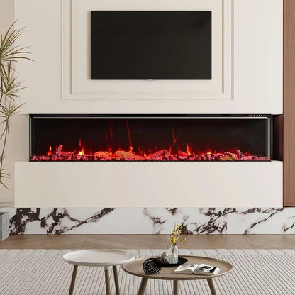 50/60/70/80inch 3 - sided Electric Fireplace with Adjustable Color, Temperature and Timing, Controlled by APP - House Comfort