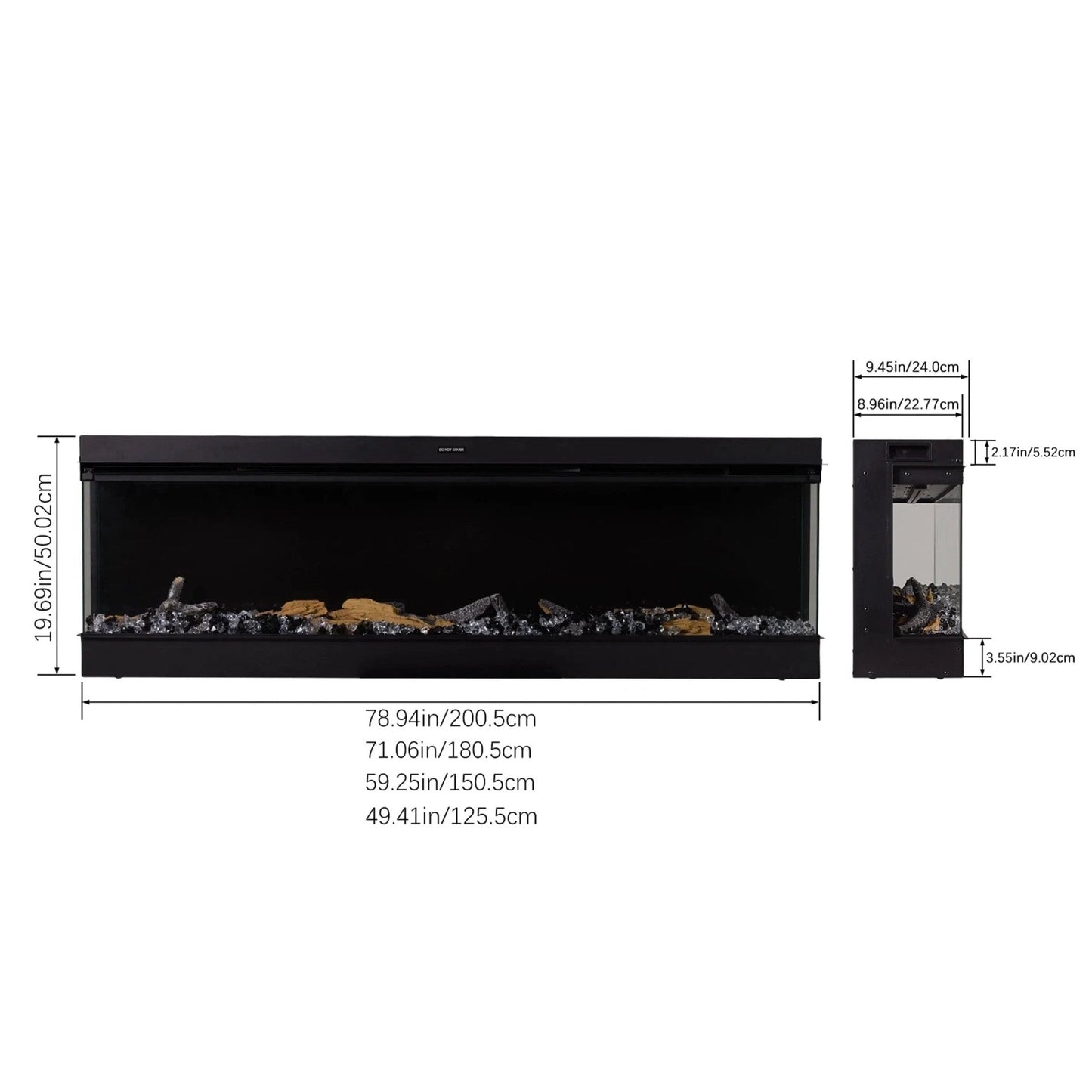 50/60/70/80inch 3 - sided Electric Fireplace with Adjustable Color, Temperature and Timing, Controlled by APP - House Comfort