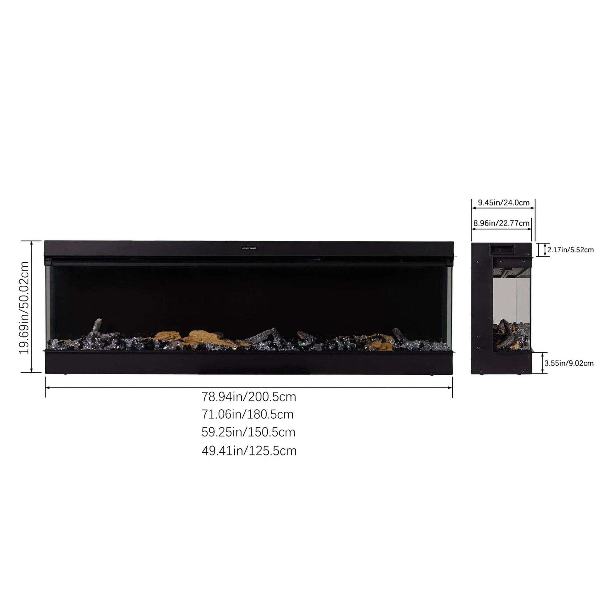 50/60/70/80inch 3 - sided Electric Fireplace with Adjustable Color, Temperature and Timing, Controlled by APP - House Comfort