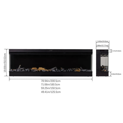 50/60/70/80inch 3 - sided Electric Fireplace with Adjustable Color, Temperature and Timing, Controlled by APP - House Comfort
