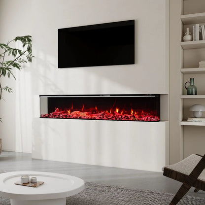 50/60/70/80inch 3 - sided Electric Fireplace with Adjustable Color, Temperature and Timing, Controlled by APP - House Comfort