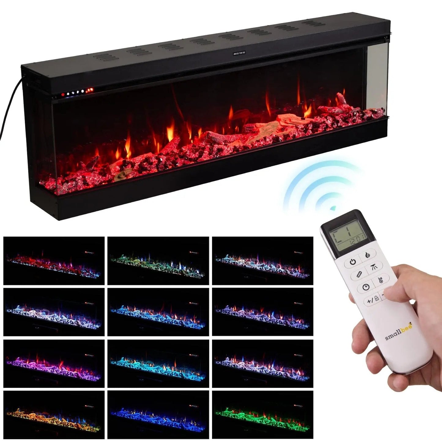 50/60/70/80inch 3 - sided Electric Fireplace with Adjustable Color, Temperature and Timing, Controlled by APP - House Comfort