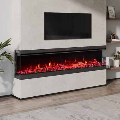 50/60/70/80inch 3 - sided Electric Fireplace with Adjustable Color, Temperature and Timing, Controlled by APP - House Comfort