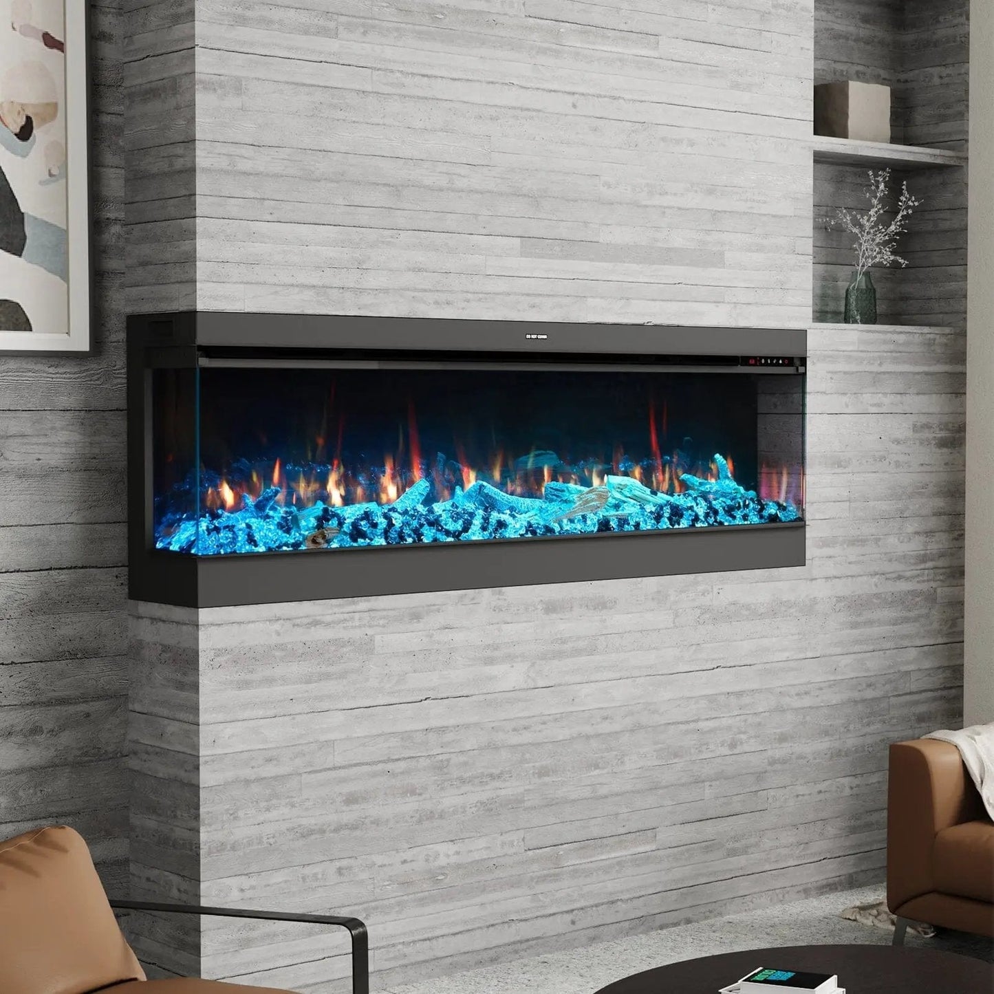 50/60/70/80inch 3 - sided Electric Fireplace with Adjustable Color, Temperature and Timing, Controlled by APP - House Comfort