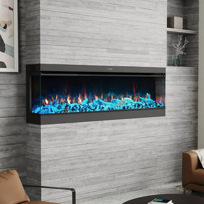 50/60/70/80inch 3 - sided Electric Fireplace with Adjustable Color, Temperature and Timing, Controlled by APP - House Comfort