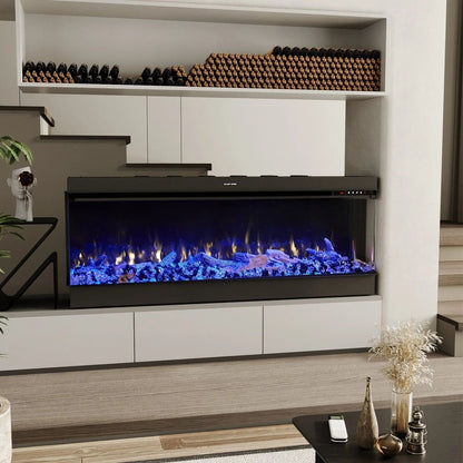 50/60/70/80inch 3 - sided Electric Fireplace with Adjustable Color, Temperature and Timing, Controlled by APP - House Comfort