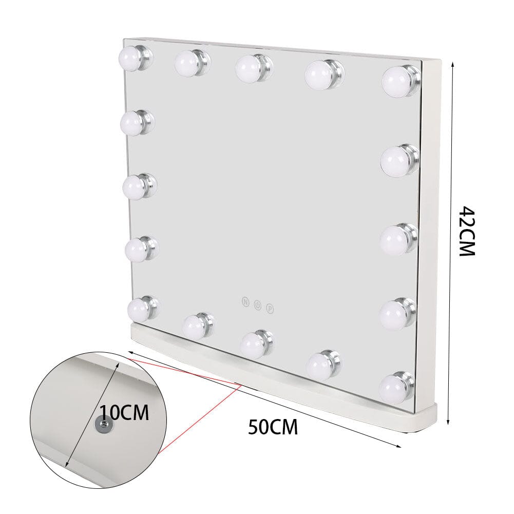 50cm W Rectangle Hollywood LED Lighted Cosmetic Mirror - House Comfort