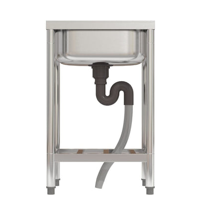 50cm W Silver Kitchen Commercial Sink Stainless Steel with Shelf - House Comfort