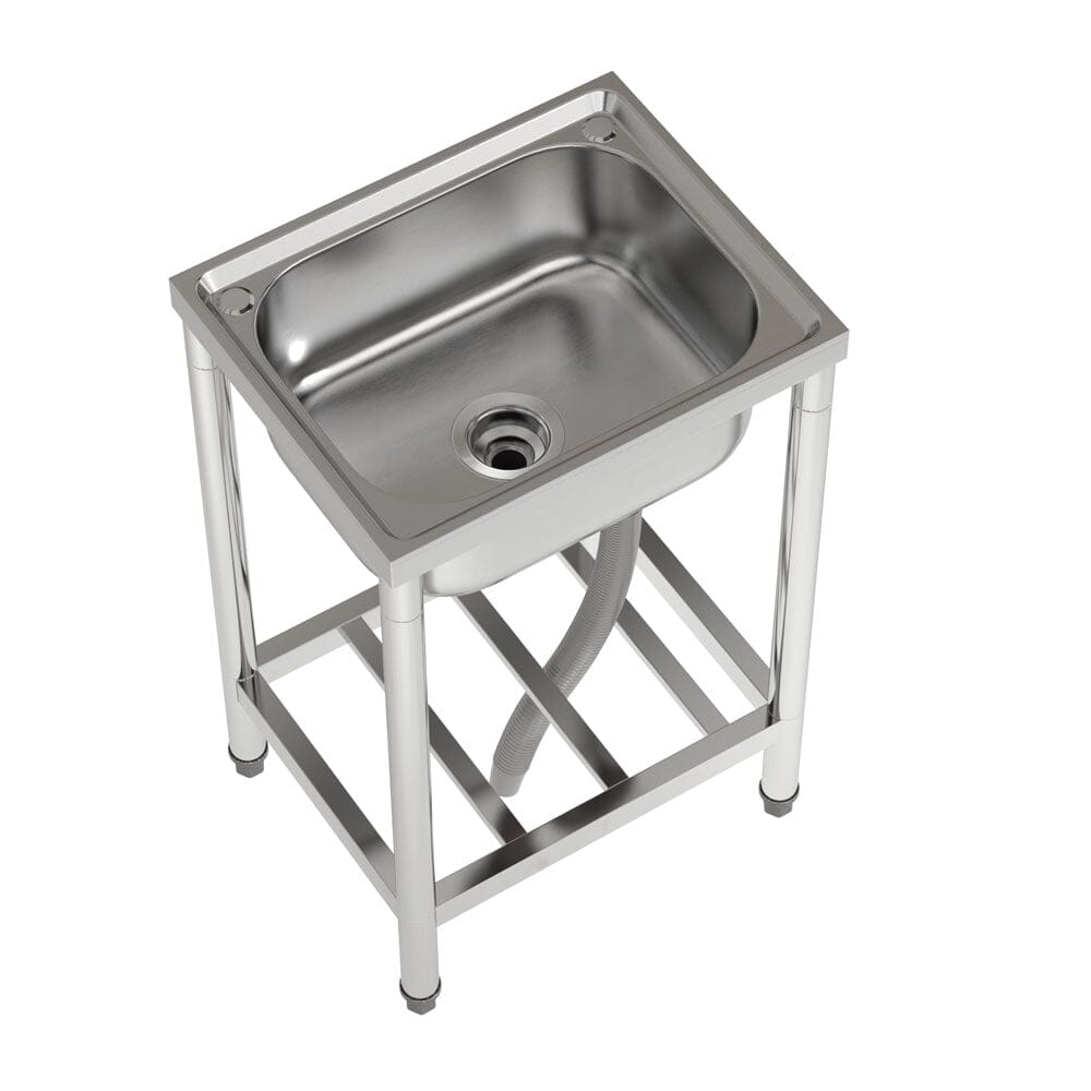 50cm W Silver Kitchen Commercial Sink Stainless Steel with Shelf - House Comfort