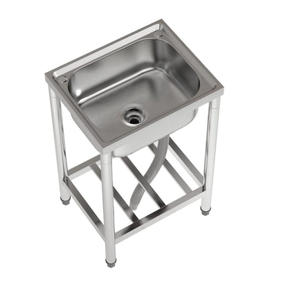 50cm W Silver Kitchen Commercial Sink Stainless Steel with Shelf - House Comfort