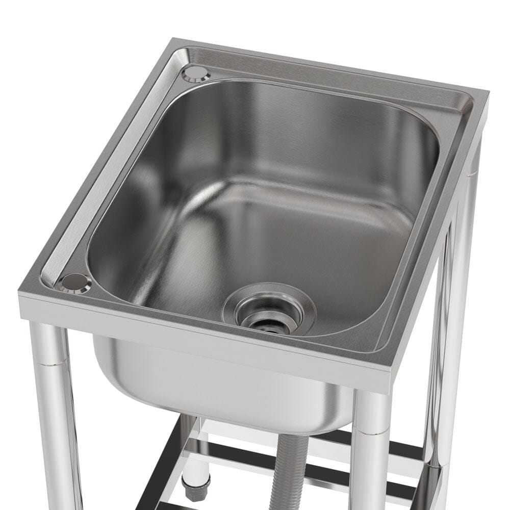 50cm W Silver Kitchen Commercial Sink Stainless Steel with Shelf - House Comfort