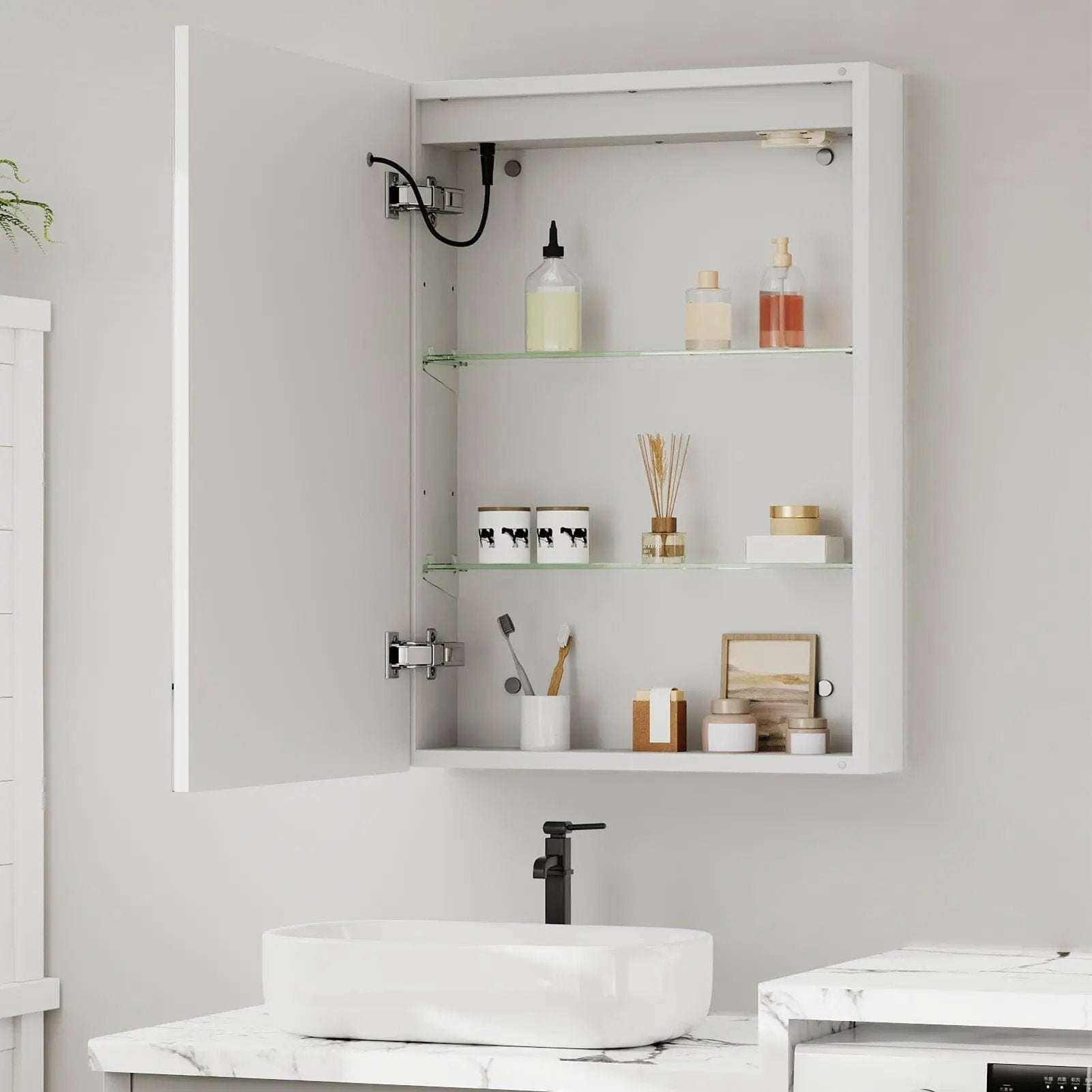 50x70cm / 65x60cm LED Bathroom Mirror Cabinet with Bluetooth & Fog - Free Technology - House Comfort