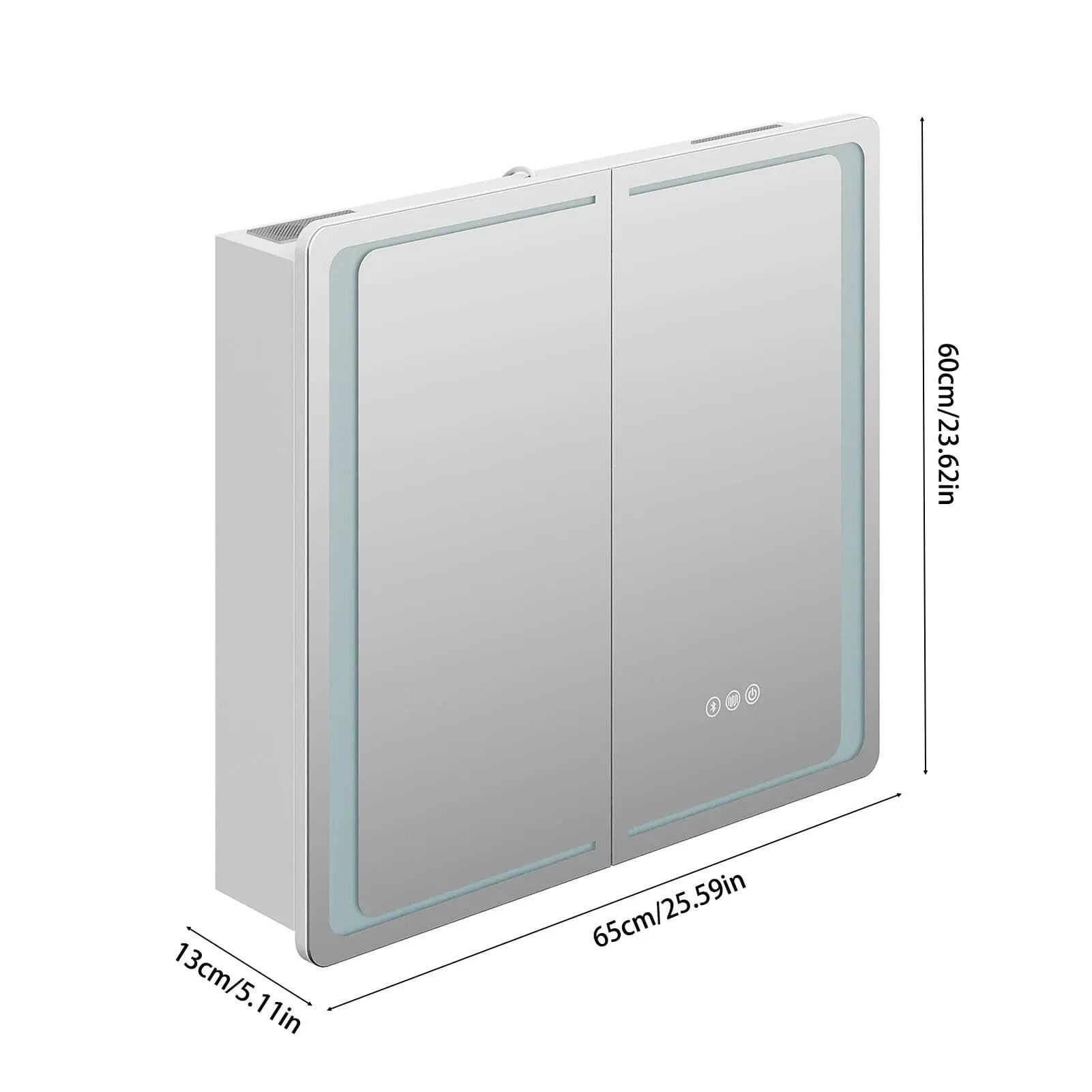 50x70cm / 65x60cm LED Bathroom Mirror Cabinet with Bluetooth & Fog - Free Technology - House Comfort