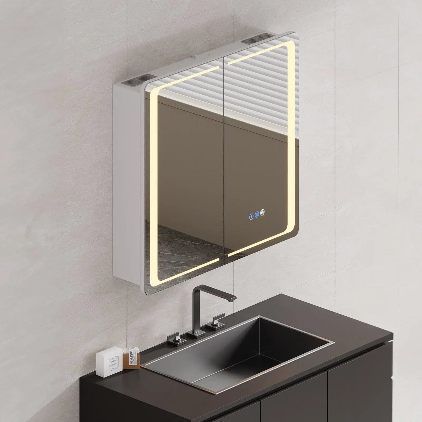 50x70cm / 65x60cm LED Bathroom Mirror Cabinet with Bluetooth & Fog - Free Technology - House Comfort