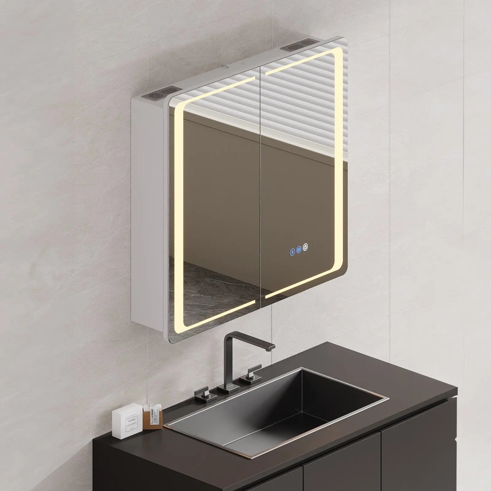 50x70cm / 65x60cm LED Bathroom Mirror Cabinet with Bluetooth & Fog - Free Technology - House Comfort