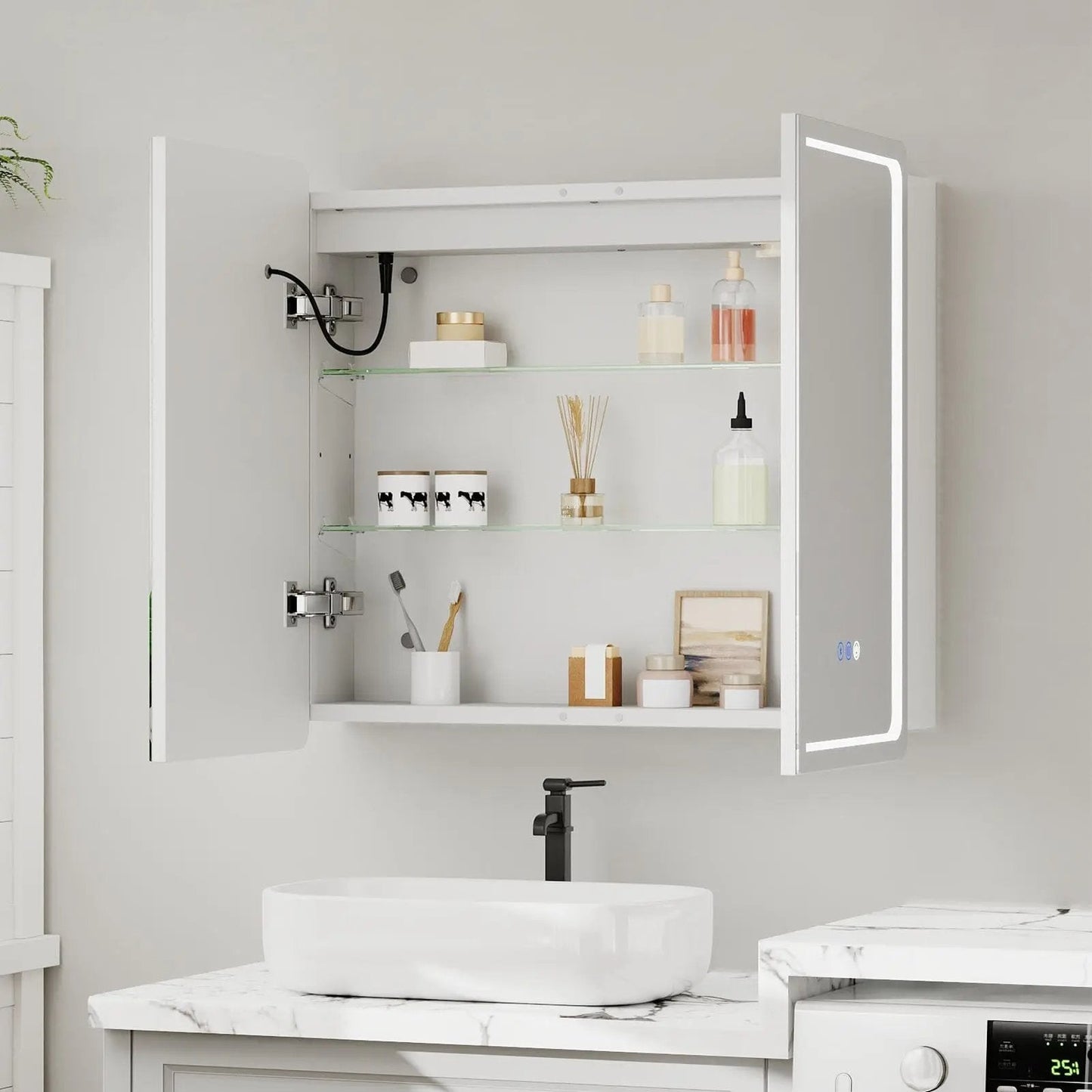 50x70cm / 65x60cm LED Bathroom Mirror Cabinet with Bluetooth & Fog - Free Technology - House Comfort