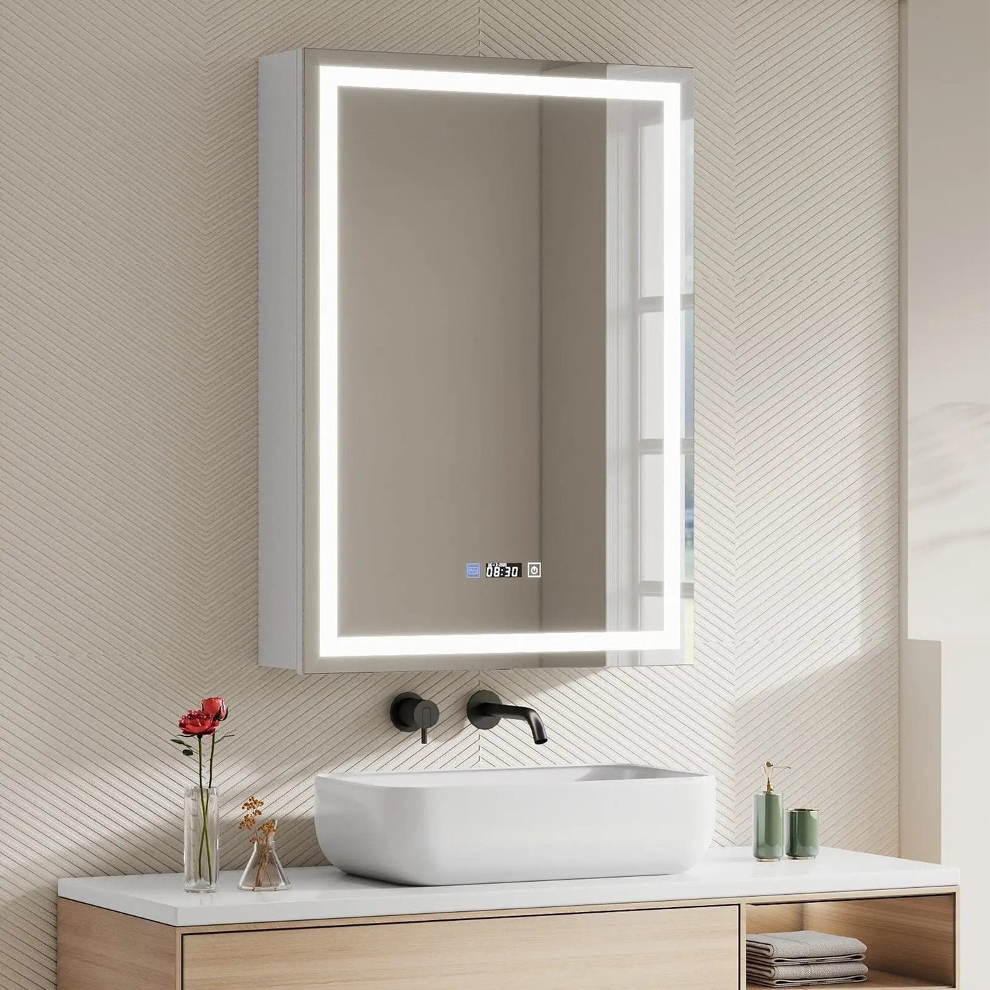 50x70cm / 65x60cm LED Bathroom Mirror Cabinet with Bluetooth & Fog - Free Technology - House Comfort