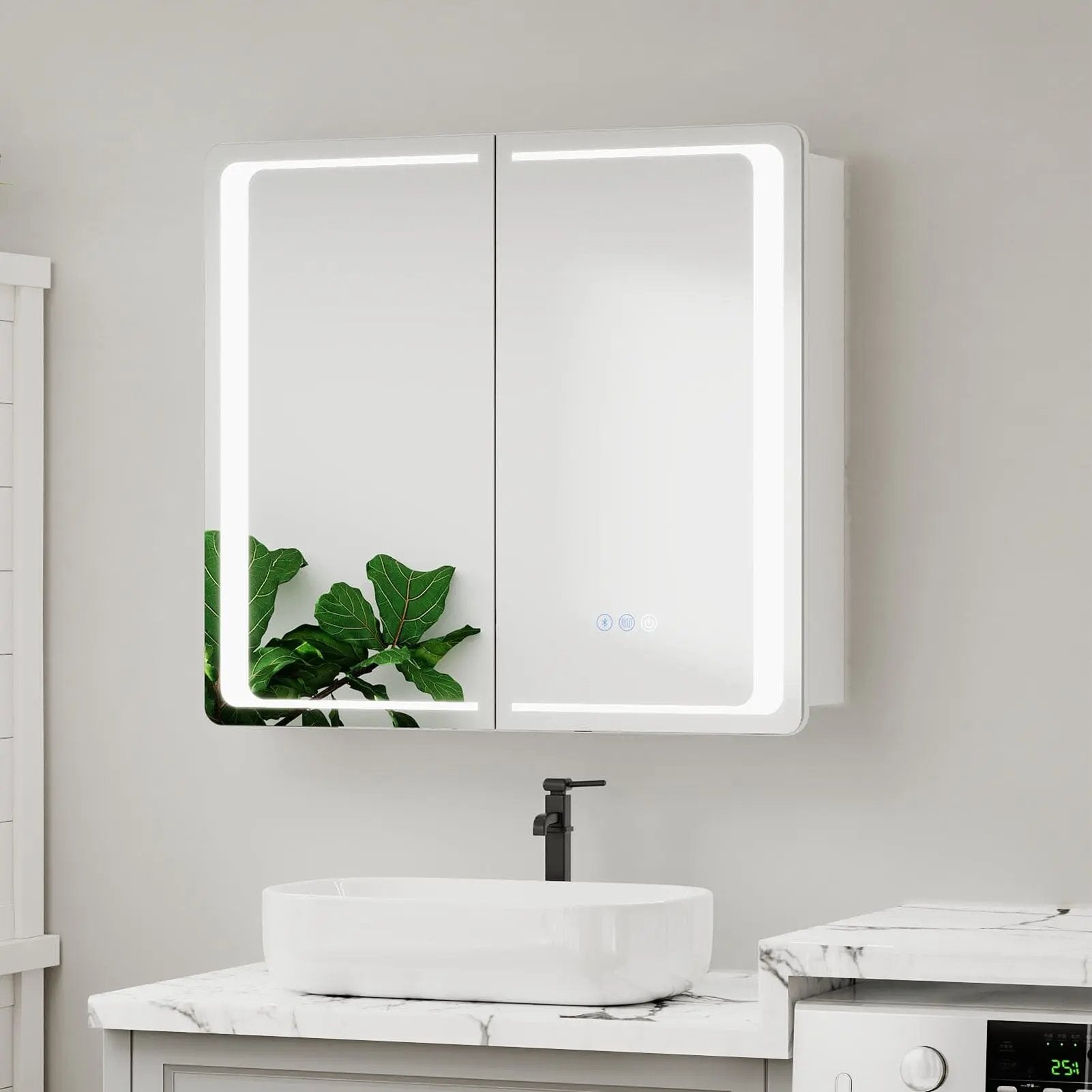 50x70cm / 65x60cm LED Bathroom Mirror Cabinet with Bluetooth & Fog - Free Technology - House Comfort