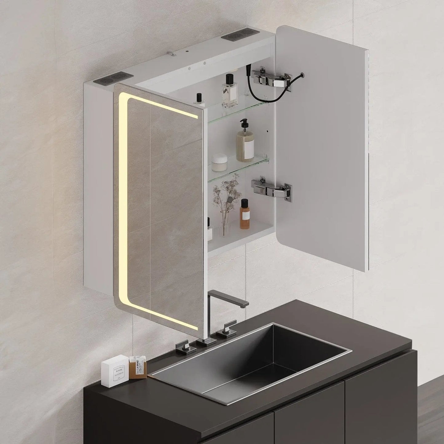 50x70cm / 65x60cm LED Bathroom Mirror Cabinet with Bluetooth & Fog - Free Technology - House Comfort