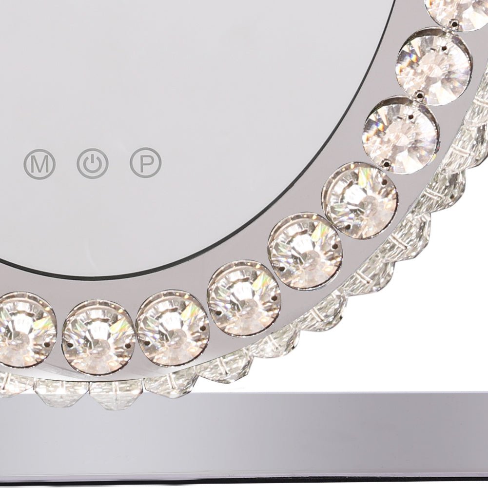 51cm H Hollywood LED Oval Makeup Mirror with Luxury Crystal - House Comfort