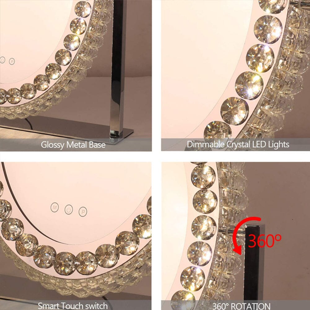 51cm H Hollywood LED Oval Makeup Mirror with Luxury Crystal - House Comfort