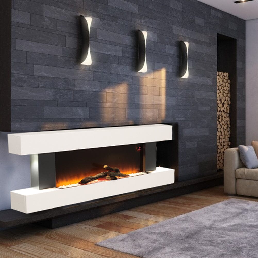 52 Inch Electric Fireplace Set 2000W Wall Mounted Heater Remote Control Fireplaces - House Comfort