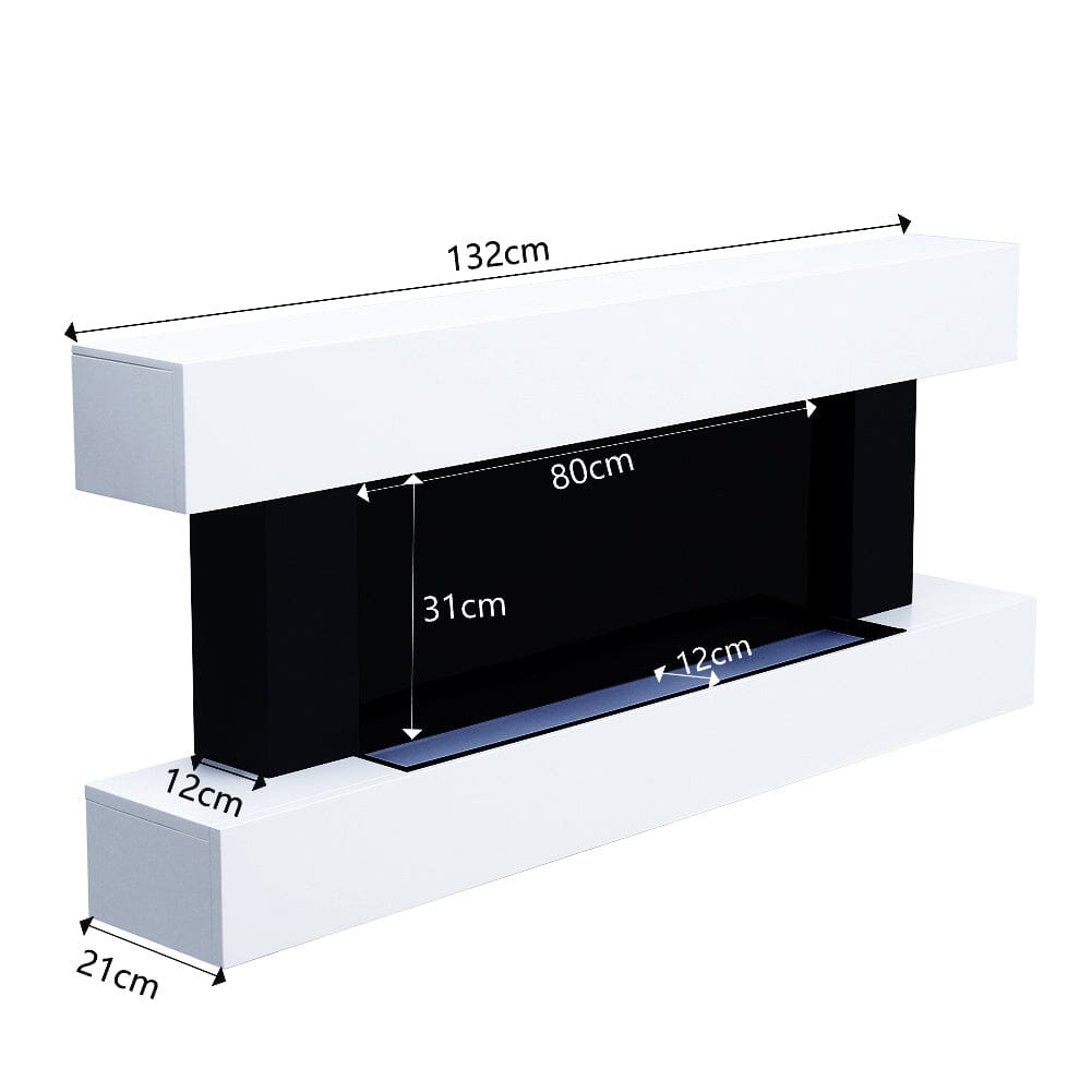 52 Inch Electric Fireplace Set 2000W Wall Mounted Heater Remote Control Fireplaces - House Comfort