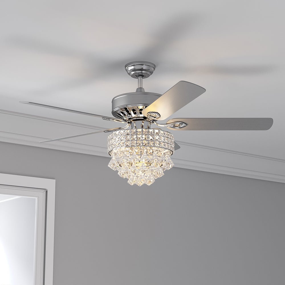 52 Inch LED Ceiling Fan 5 Blades Crystal Chandelier - House Comfort