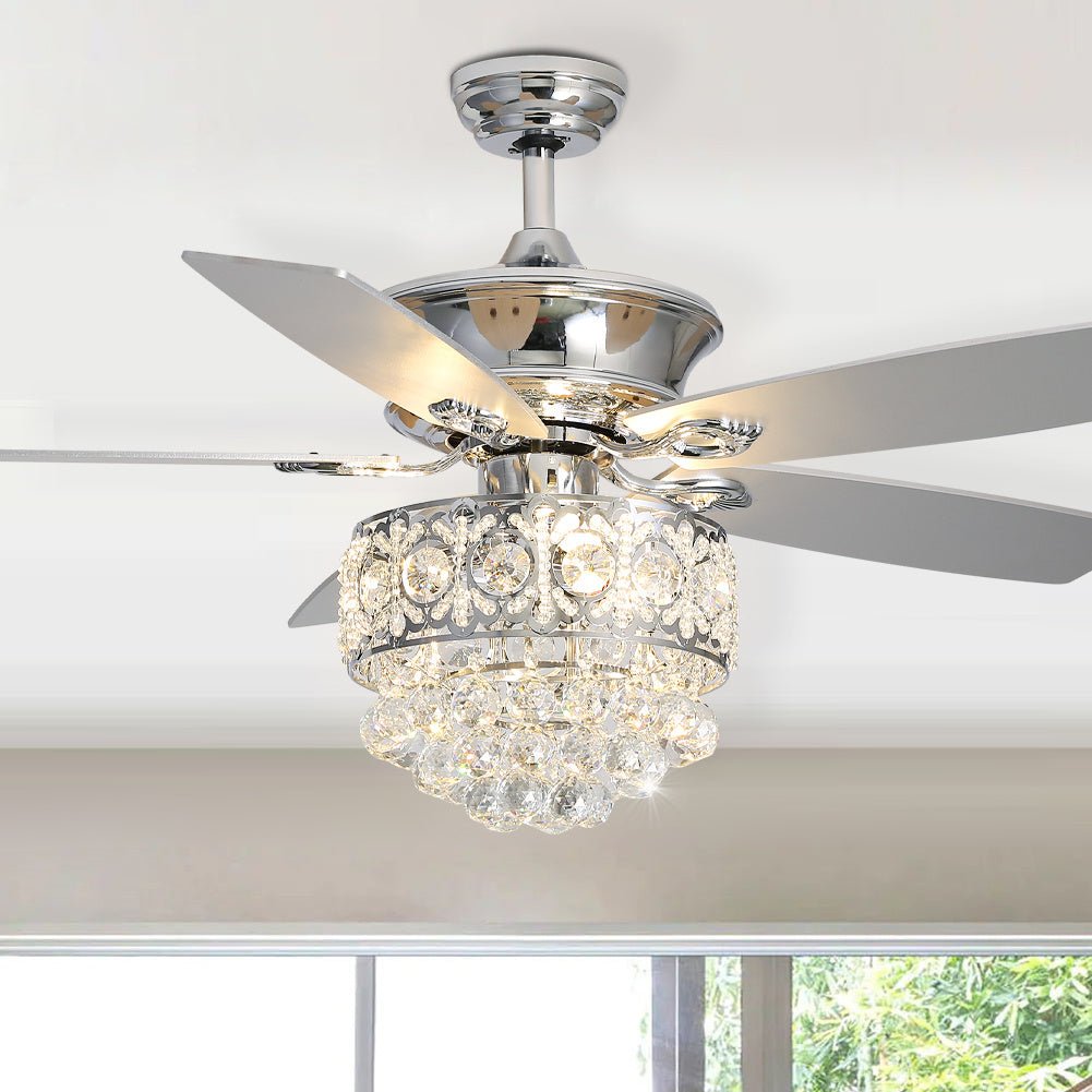 52 Inch LED Ceiling Fan 5 Blades Crystal Chandelier - House Comfort
