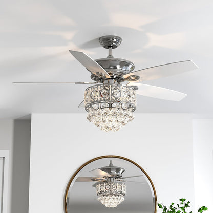 52 Inch LED Ceiling Fan 5 Blades Crystal Chandelier - House Comfort