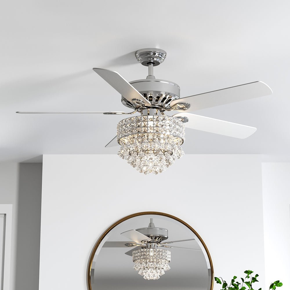 52 Inch LED Ceiling Fan 5 Blades Crystal Chandelier - House Comfort