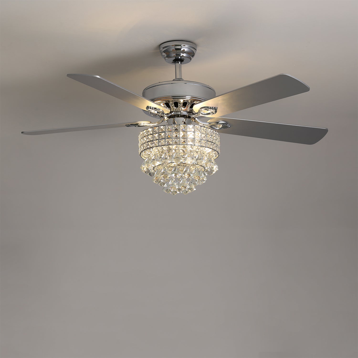 52 Inch LED Ceiling Fan 5 Blades Crystal Chandelier - House Comfort