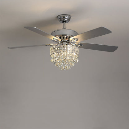 52 Inch LED Ceiling Fan 5 Blades Crystal Chandelier - House Comfort