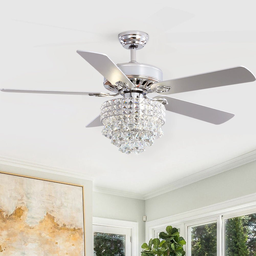 52 Inch LED Ceiling Fan 5 Blades Crystal Chandelier - House Comfort