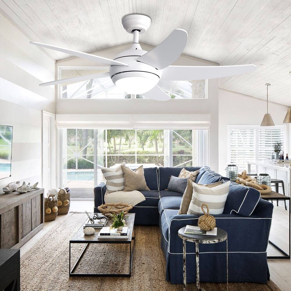 52 inch Reversible Ceiling Fan W/Light Remote Control 3/5 Blades 5 Speed Timer - House Comfort