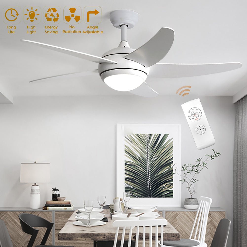 52 inch Reversible Ceiling Fan W/Light Remote Control 3/5 Blades 5 Speed Timer - House Comfort