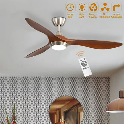 52 inch Reversible Ceiling Fan W/Light Remote Control 3/5 Blades 5 Speed Timer - House Comfort