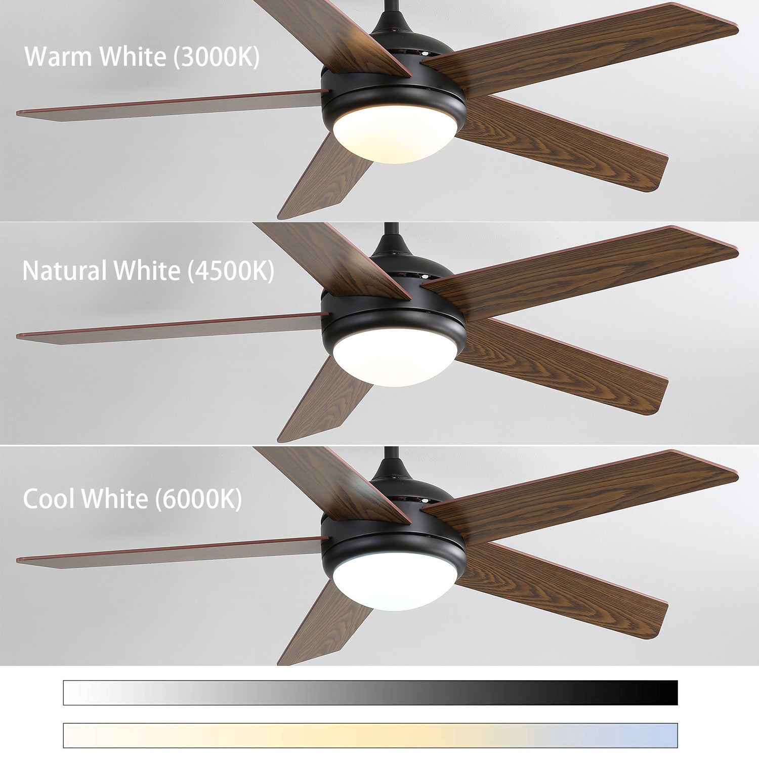 52 Inch Wooden Blades Ceiling Fan with LED Lamp Light Dimmable and Remote - House Comfort