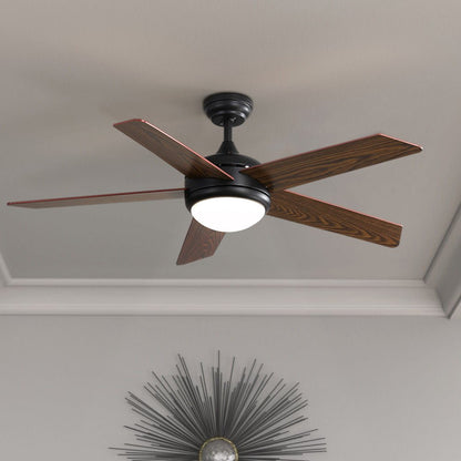 52 Inch Wooden Blades Ceiling Fan with LED Lamp Light Dimmable and Remote - House Comfort
